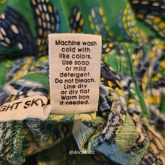 Midnight Sky Belted Flare Pants Green and Navy Jungle Print Size M - Picture 4 of 5